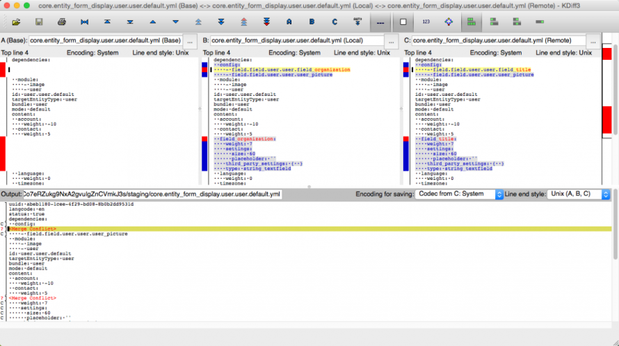 Three-Way Merge Page in Drush Config